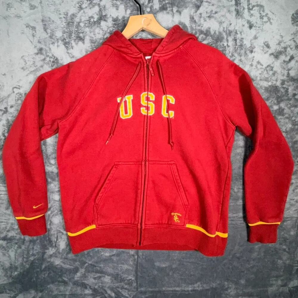 Nike USC‎ Trojans Team Zip Up Hoodie Red XL Cotton Polyester